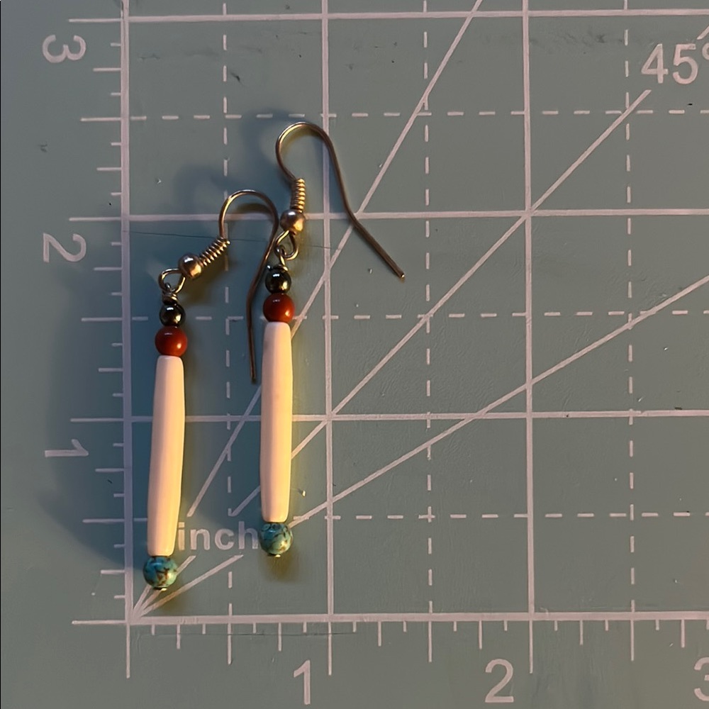 Elegant White and Blue Dangle Earrings